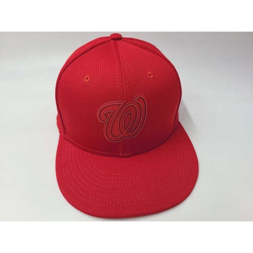 Washington Nationals New Era 59Fifty Fitted 7‎ 3/8 Hat Cap Polyester Men MLB Red